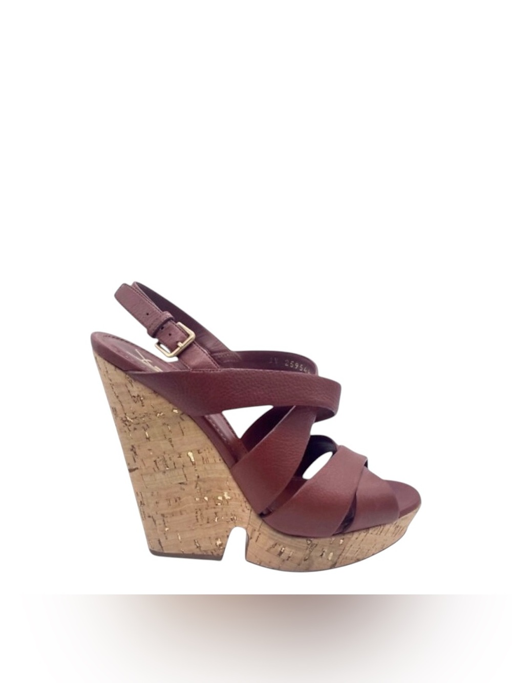 Yves Saint Laurent Deauville Leather Crossstrap Buckle Slingback PlatformSandals